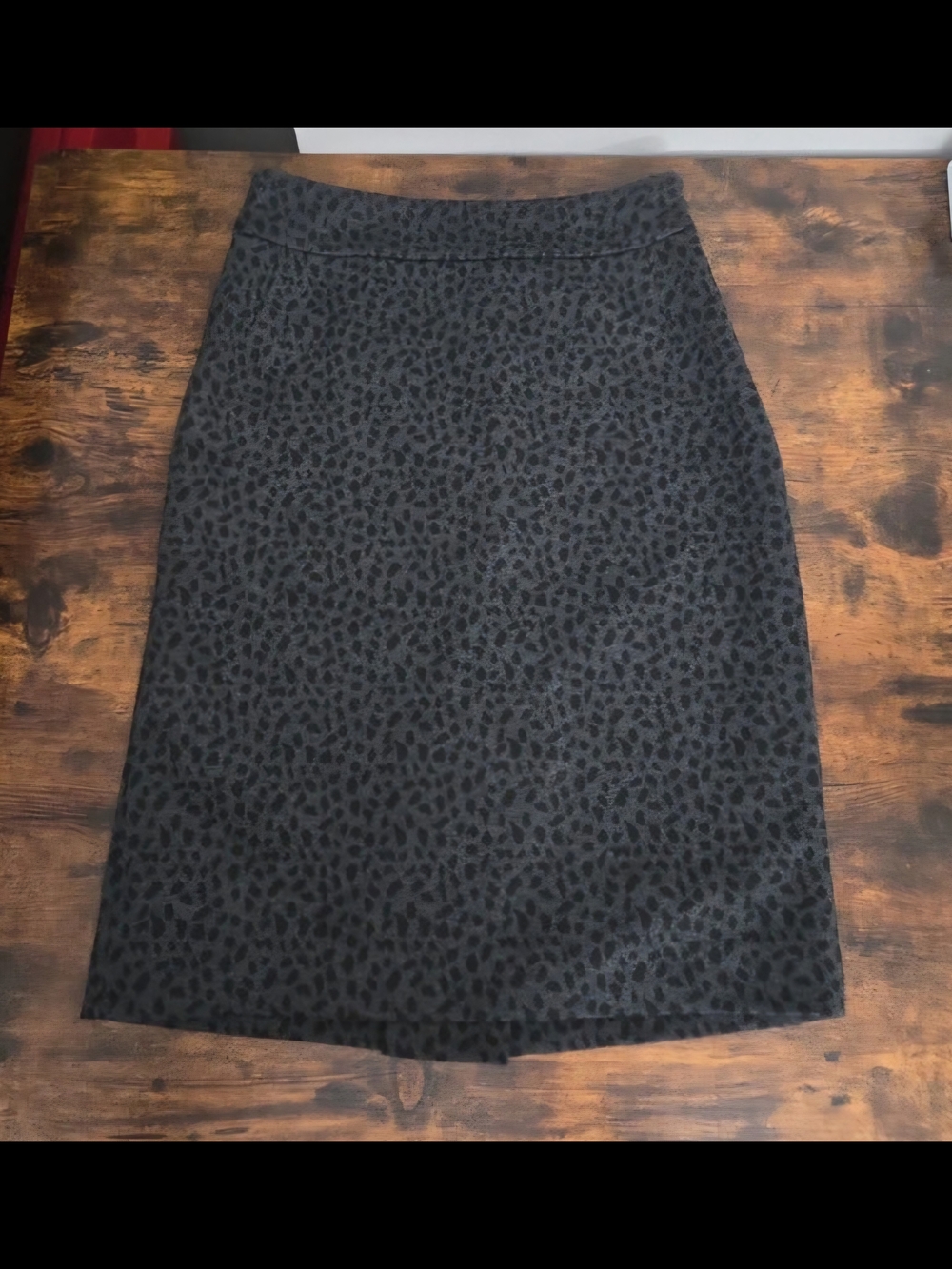 Tahari Black Animal-Print Pencil Skirt